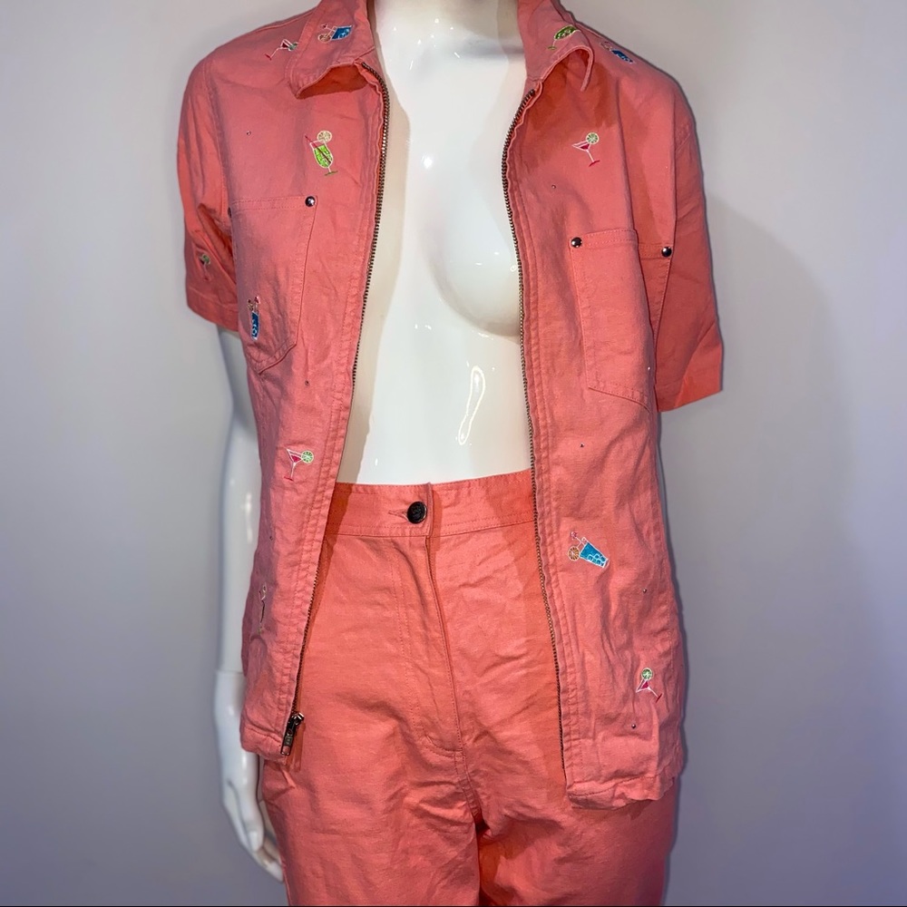 Coral two piece capri outfit